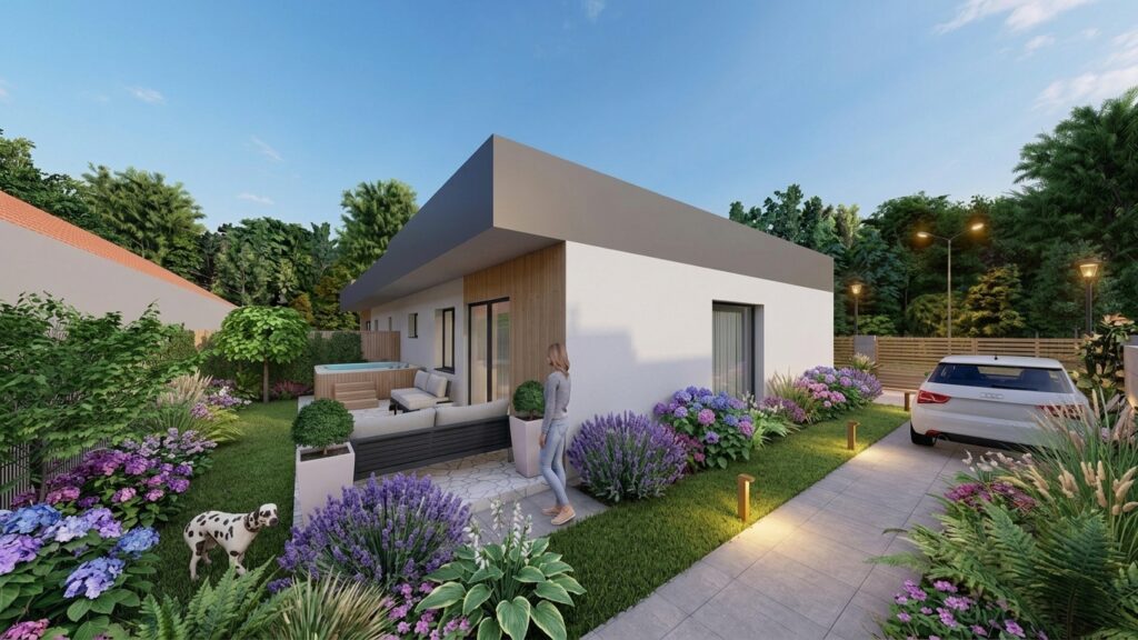 Záhrada s terasou a vírivkou – rodinný dom Myto Residence