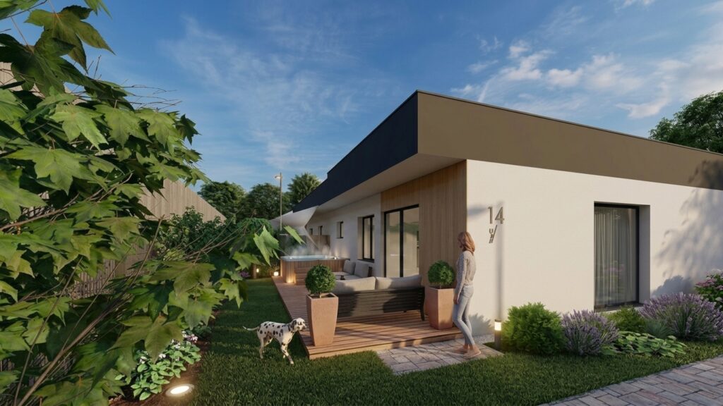 Terasa s vírivkou a posedením – rodinný dom Myto Residence