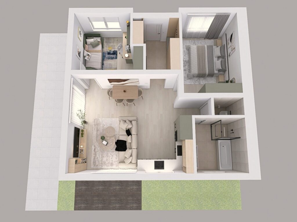 3D pôdorys 3-izbového rodinného domu – Myto Residence Horné Mýto